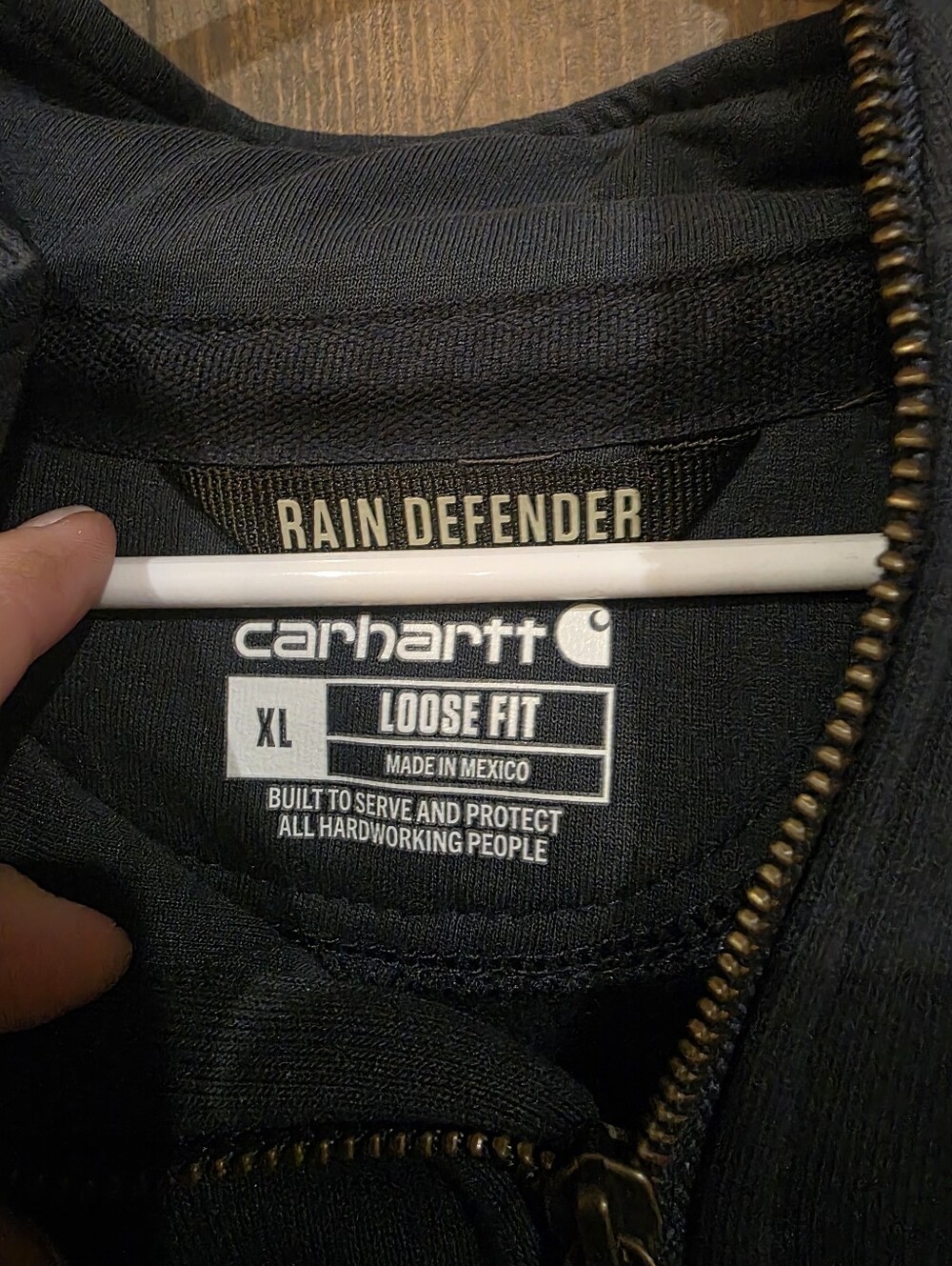 Carhartt Men's Rain Defender 1/4 Zip Hooded Work Sweatshirt Navy Size XL Regular - Picture 4 of 6